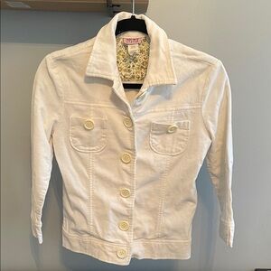 Lipstick Cream Corduroy Button-Up Women's Jacket M